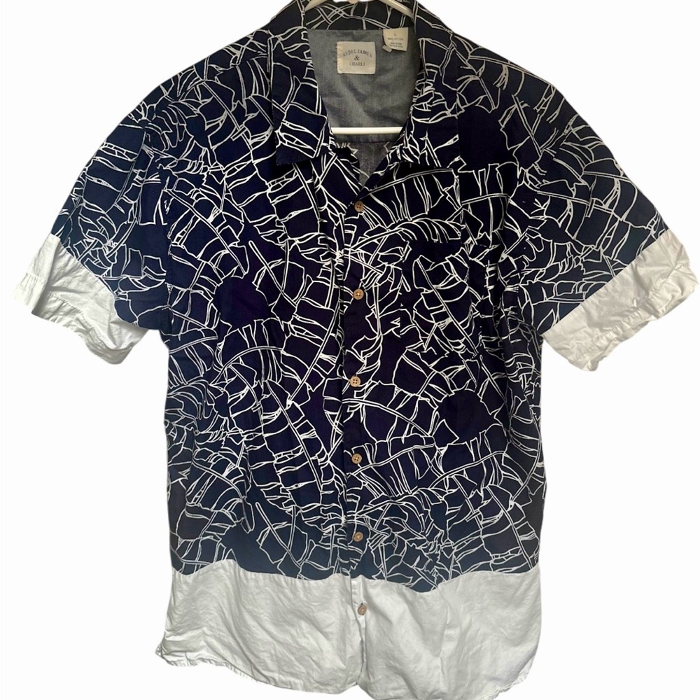 Navy and White Patterned Men's Shirt